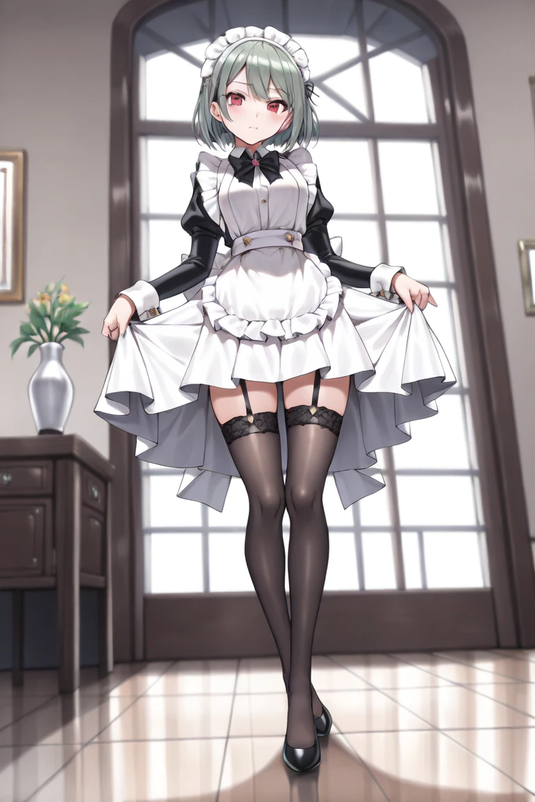 (((Pixel Perfect, Perfect detail))), Alone, 1 Girl, memory, Roswaal Mansion maid outfit, Maid Tiara, Looking at the audience,(Disgust,anger) Shut your mouth.,(Big skirt flip:1.3),To the navel,No panties,Love juice