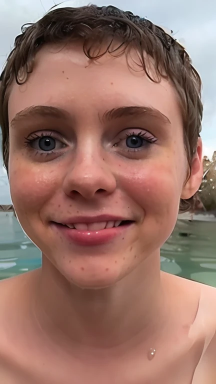 ((s0ph)), Sophia Lillis desnuda ,tumbada dentro de un jakuzzi , mojada, gotas de agua en la cara,pelo corto, pelo mojado, pecas , , tetas pecosas,vista de frente, boca arriba ,culo bonito,delgada, flaca, vagina peluda