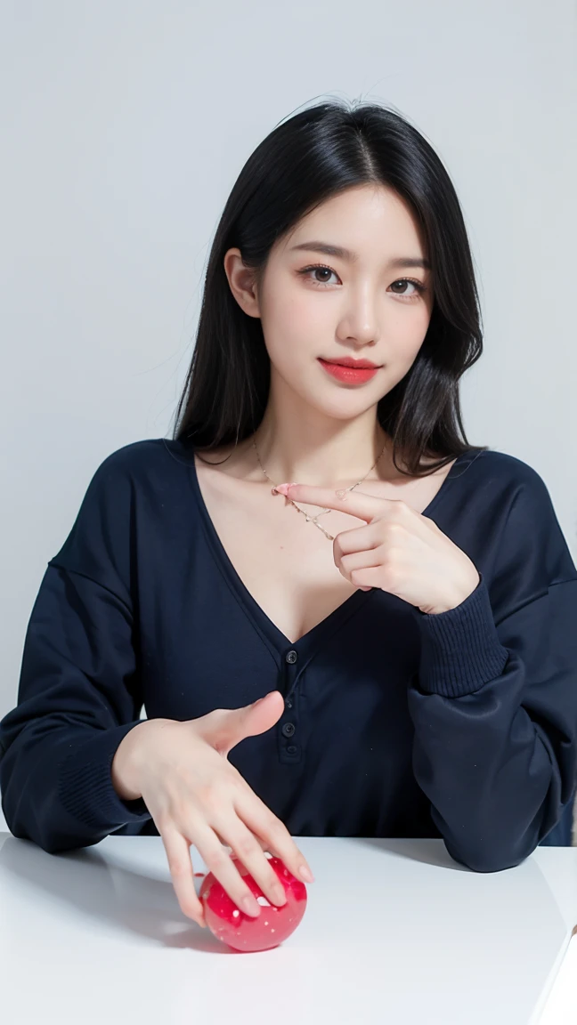 (top-quality, 16K, masterpiece:1.3), (ultra detailed), (masterpiece), (best quality), Highest quality, Realistic, surreal, Highest quality, Extremely detailed CG, Very delicate, 16K wallpaper, High resolution, A female manager working for a top company, 3, ((Light makeup:1.5)), ((There is a mole on the face that is considered seductive:1.1)), ((UNTITLED business suits:1.2)), ((A very simple necklace)), Japanese office with large windows, ((sitting in an office chair:1.5)), Japanese, slender body, ((middle breast:1.5)), very detailed, detailed fingers, detailed hands, detailed eyes, detailed legs, accurate and perfect human anatomy, real human skin, BREAK ((upper body:1.5)), ((look into the viewer's eyes:1.5)), ((looking at viewer:1.5)), ((Front view:1.5)), ((from front:1.5)),