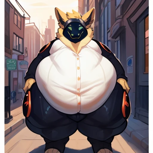 Rouge the bat, sonic, bat ears, ((ssbbw)), ((obese)), ((morbidly obese)), booty, looking at viewer, dark skin, bat wings, night city background, ((ussbbw)), wings coming out of back, ((sweaty)),  ((seductive expression)), ((gigantic thighs)), ((gigantic hips)), ((clear face))
