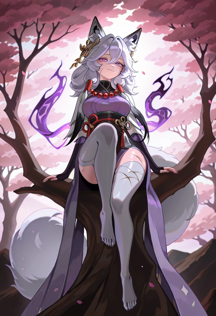 evil smile,fair_skin,white hair,purple_pupils,<lora:10å¼ ç»çç»é£ç²¾ç®ç:0.7>,mystical aura,oni horns,translucent clothing,ornate headpiece with tassels,zero,
1girl,zero,red rope,leotard,complex pattern textures,ribbon,floral and loong motifs,(charming and seductive:1.5),(foot_focus:1.3),curvy,medium breasts,queen,