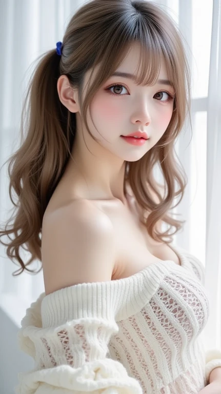 masterpiece:1.3), (8K, Realistic, RAW Photos, Best image quality: 1.4), Japanese Girls、(Random Hairstyles:1.2)、Baby Face、Highly detailed face、Attention to detail、double eyelid、Beautiful woman:1.4、Light brown hair、Highest quality、masterpiece、Ultra-high resolution、(Realistic:1.4)、Professional lighting and attention to detail will make you smile、Loose、thin、Super long hair、Deadly position、whole body、one piece、A little dull