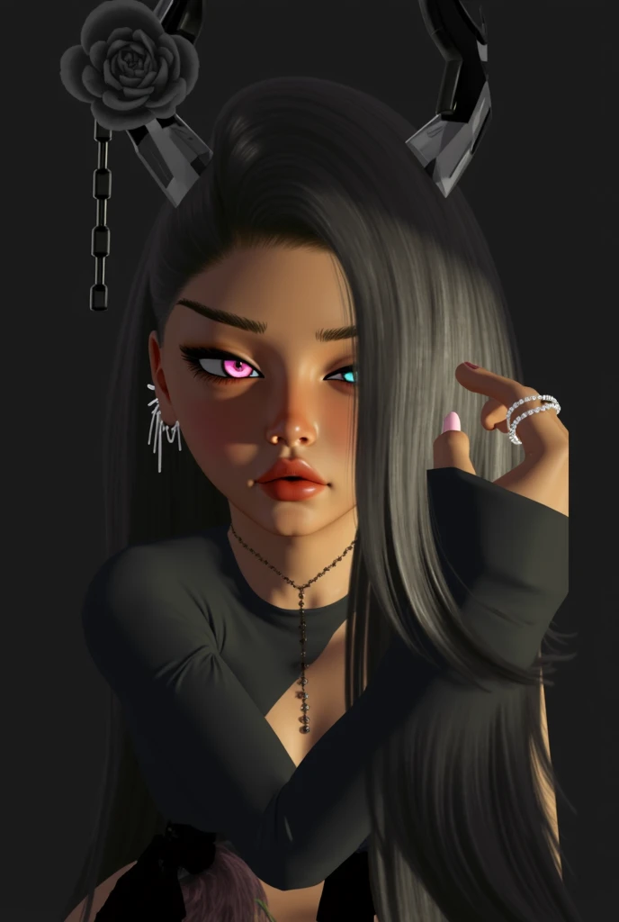 a close up of a woman with a black and white hair, imvu, goth girl aesthetic, goth aesthetic, goth girl, darkwave goth aesthetic, 1 7 - year - old goth girl, bubble goth, 1 7 - year - old anime goth girl, gothic harts, gothic aesthetic, digital art. @mariomaniacdude, goth style