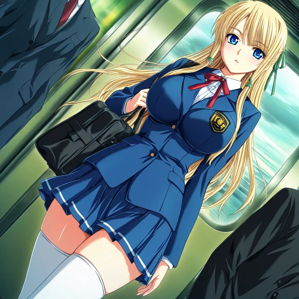 Get to grips, , 
High school girl grabbed by the buttocks on the train, 
, pleated skirt, 
Beautiful One Girl,
3 men, 
(molestation), 
Man grabbing girl's ass on train,
Man grabbing girl's chest on train,sex,score_9,score_8_up,score_7_up, best quality, masterpiece
