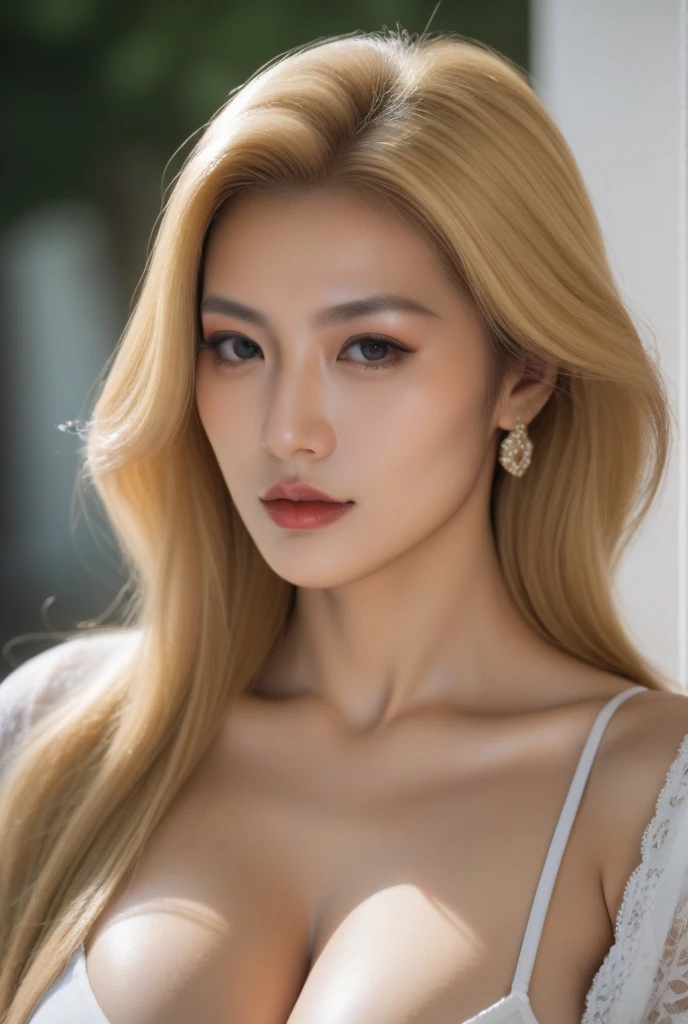 beautiful blonde realistic girl、25 year old white American female、very sexy and realistic photos、from the chest up、Completely naked、Well good、Angle that emphasizes the face、Focus on the face、Ethereal beauty, long golden waves cascading down her shoulders, ((detailed face:1.2)), ((Features of Detailed face)), delicate skin、Reflectors that add depth to her attractive features, Photographed with Canon EOS R5, 50mm lens, f/1.8, High resolution, (8k) (wallpaper) 、shadowless lighting、studio lighting、soft light, ((david hamilton style)), Bedroom in a luxury hotel in Rome、night、Warm and calm indoor lighting、classic luxury decoration、big bed、big pillow、23 year old adult American female、translucent white skin、very white skin、clean skin without blemishes、Very big face、silky delicate blonde hair、Gorgeous wavy hair like an actress、thin eyebrows、long eyelashes、Horizontally long and very beautiful blue eyes、highlight on eyes、Clear double eyelids、red lips、、the most beautiful face、marilyn monroe、Eyes half closed、 body type、thin and long neck、big breasts that sag slightly、big nipples、large and luxurious gold necklace、Big gold earrings in the ears、Realistic anatomically correct body、very close up of the face、Portrait of from the chest up、from the front、from a little below、