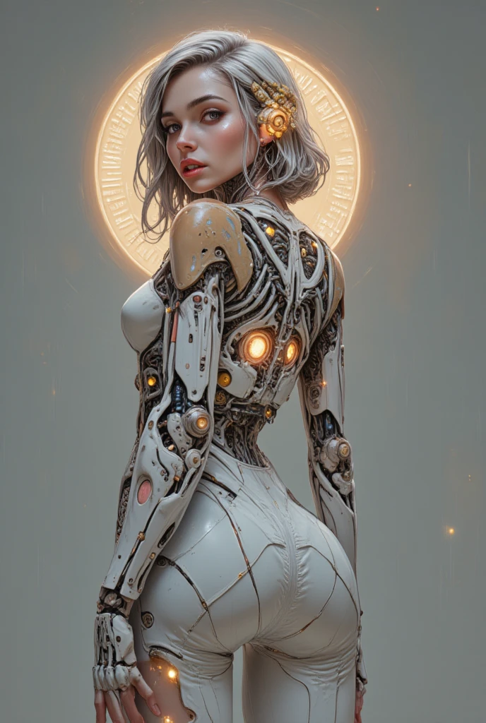 Stefania Ferrario in translucent ethereal mechanical form,parted lips, futurista,mechanical joints,laboratorio urbano futurista,estilo modelshoot, (extremamente detalhado CG unidade 8k papel de parede), Beleza estilizada,big boobs, big booty, translucent body parts, Surrealismo, 8k, Super Detalhe, melhor qualidade, Premiado, anatomicamente correto, 16k, Super Detalhe