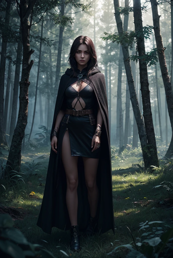"Mystic Bandit - a fearless and enigmatic figure with a mysterious aura, dressed in dark attire and a flowing cloak, surrounded by an ethereal mist. Their penetrating gaze and striking features accentuate their confident and intriguing personality. The scene unfolds in a moonlit forest, with shadows dancing amidst the trees and an air of anticipation. Capture the essence of their enigmatic nature and the mystic atmosphere, invoking a sense of adventure and curiosity.+"
