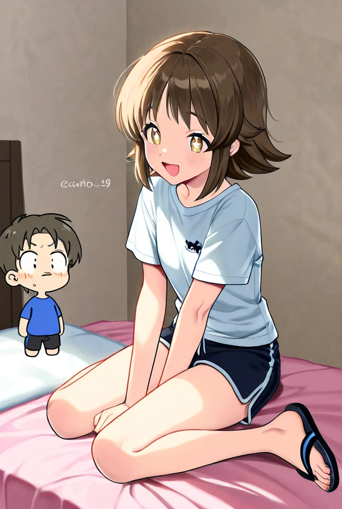 1male,1girl,{{{{man Stepping on her 股間 with his foot}}}},1boy,standing,foot on her pussy,black hair,dark skinned,middle aged man,1girl,Lying on your back,Close ~ eyes,orgasm,Dripping saliva,Cramp,in heat,yellow pajamas,Brown Hair, short hair, ponytail,Flat Chest,