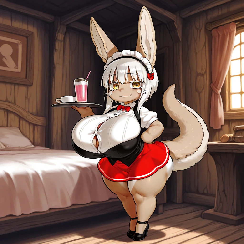 Nanachi, male, bra, bottomless, gloves, boots, penis, testis, dance, Cafe, maid