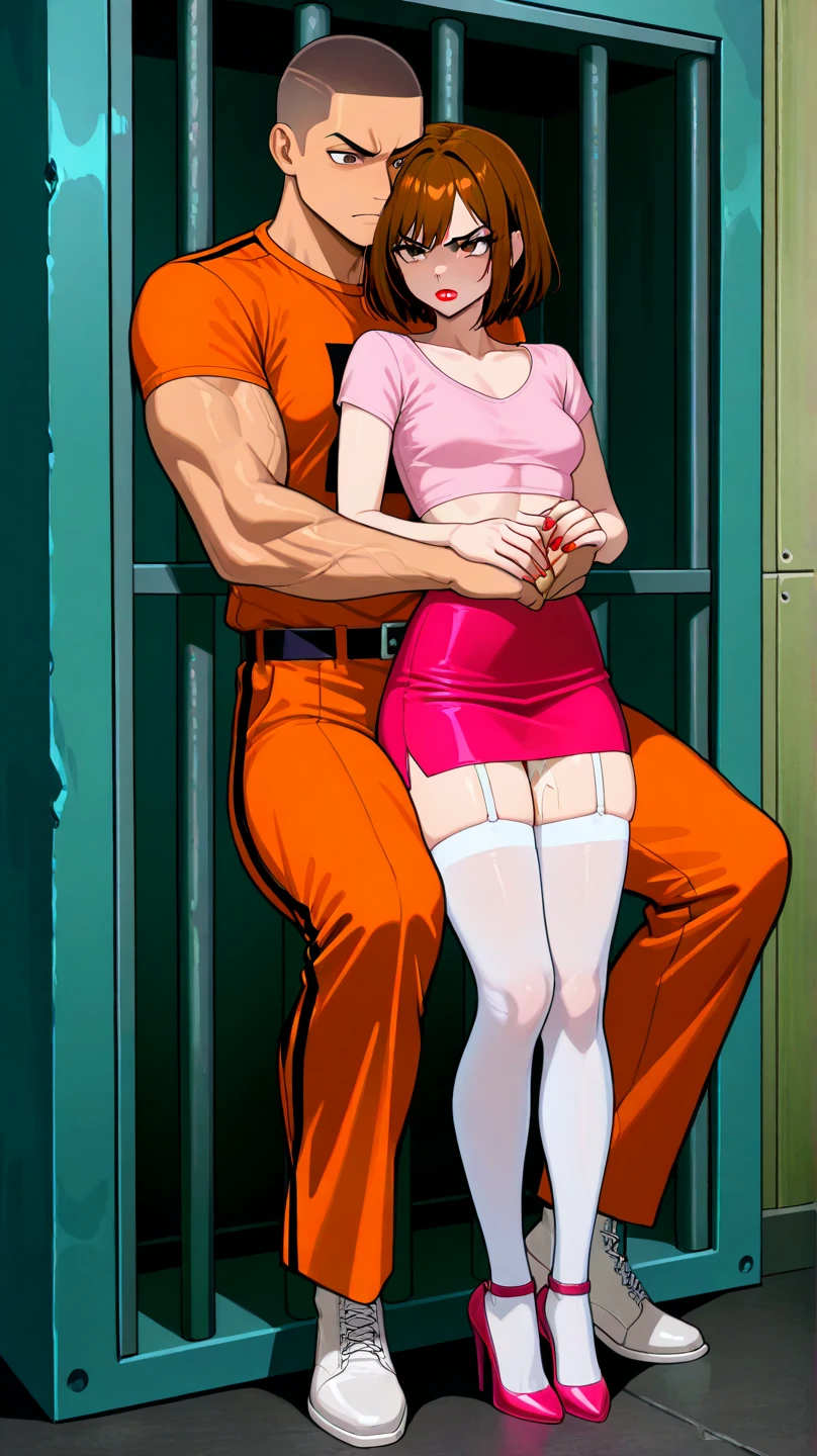 1 Girl, Asakura Minami, Black Hair semi-long, Beautiful thighs, (rhythmic gymnast white leotard:1.4), (Thin white leotard The white leotard clings tightly to her skin), NSFW, (blush), masterpiece, highest quality, High resolution, (One 40-year-old mafia man, penis:1.4), Perfect Anatomy, (mating press:1.2), sexual intercourse, ((((penis enters vagina)))), behind, Spread your legs, Beautiful vagina depiction, ((Binding, Rotate your arms behind your back:1.2)), ((Restrained by rope)), Beautiful girl sexual intercourse with a man