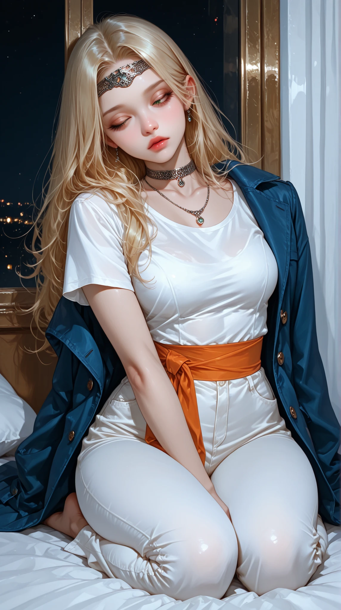 Non-NSFW、Realistic、highest quality、highest quality、masterpiece、Ultra-high resolution、RAW Photos、Realistic、Bright lighting、Face Light、Smooth Professional Lighting、Looking into the camera、alone、Adult female、Beautiful woman、Super Beauty、realistic skin、Moisturized Skin、Realistic eyes and faces、Perfect model body shape、Beautiful Eyes、(Big eyes)、Inconspicuous tear bags、slim、Medium sized big breasts、No bra、Beautiful fingers、Very long hair、Straight hair、Blonde、blue eyes、Looks happy、(smile:1.1)、(Both ears are hidden by hair)、(saint's pure white dress)、Fantasy World、Medieval Europe、saint、(((Holy Priestess)))、Inside the temple, Small Ass, (Venus' Breasts:1.6), (Venus' Nipples:1.6), A konigsreuter, (sheer white Priest's robe:1.6),(high heels:1.2),(standing leaning forward:1.2),(from above:1.5)