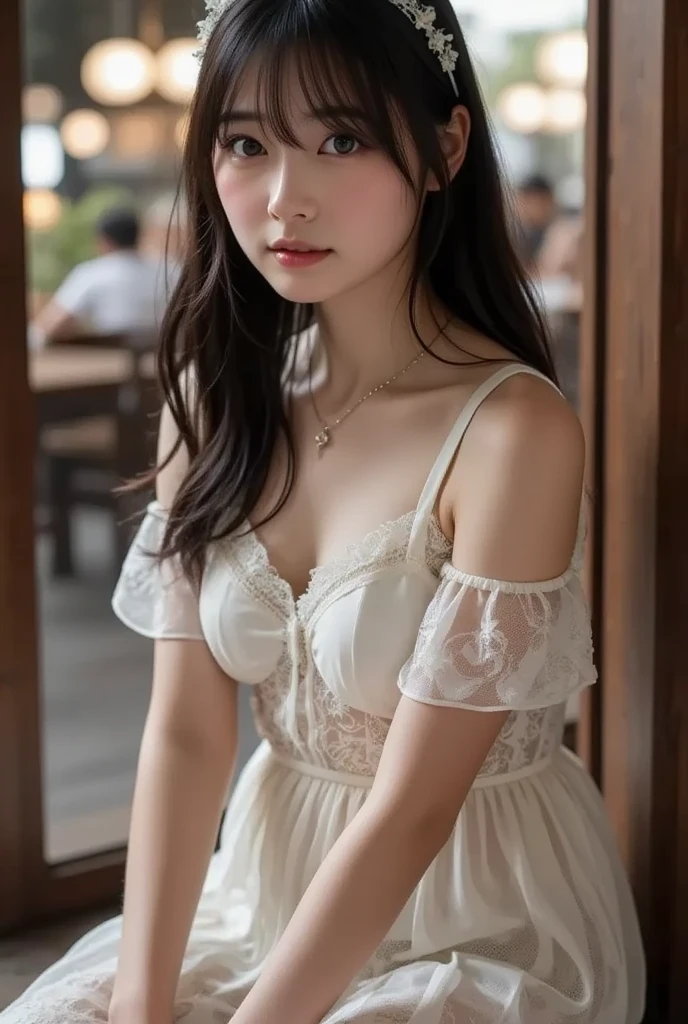 (8k, highest quality, ultra detailed:1.37), (Athena), 18yo, (a free-spirited Javanese girl), embraces the bohemian festival atmosphere. She wears a summer dress. The high-resolution image captures ultra-detailed realism, highlighting Athena's captivating eyes, long eyelashes, and smooth complexion. The vibrant festival setting adds an energetic and colorful backdrop to showcase Dina's carefree and artistic personality.
