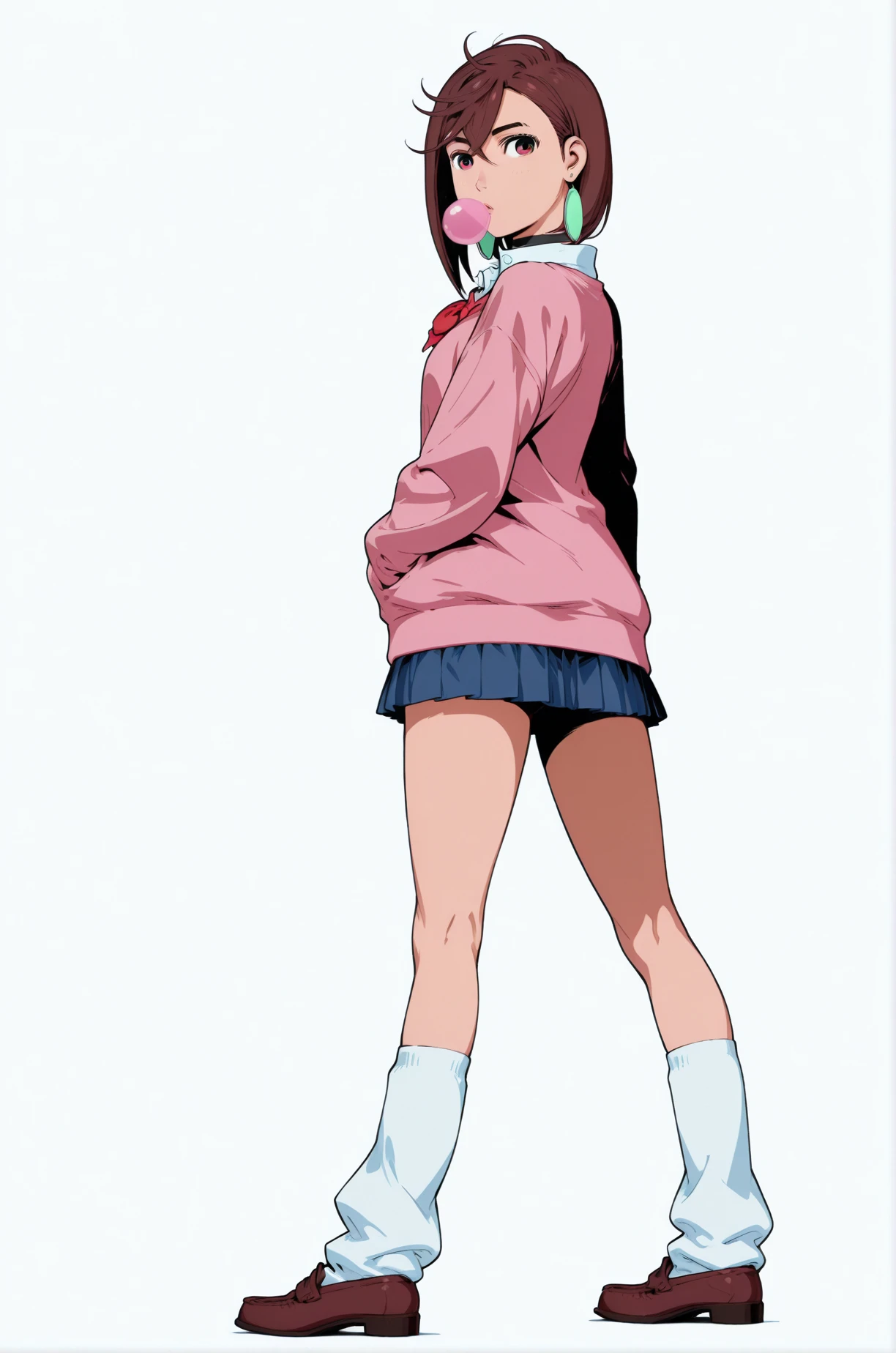 (white background:1.0), (best quality:1.0), (masterpiece:1.0), (super fine illustration:1.0), (beautiful artwork:1.0), (anime screencap:1.0), (official art:1.0), (children's printed cotton panties:1.0), (full body:1.0), (solo:1.0), (a 11yo cute girl:1.0), (yellow hat:1.0), (red randoseru:1.0), (long skirt:1.0), (green tartan skirt:1.0), (pleated skirt:1.0), (aqua blue polo shirt:1.0), (long sleeve polo shirt:1.0), (name tag:1.0), (sneakers:1.0), (white socks:1.0), (ideal ratio body proportions:1.0), (lanky:1.0), (tall:1.0), (slender:1.0), (small breasts:1.0), (smaller face:1.0), (detailed beautiful eyes:1.0), (detailed beautiful face:1.0), (glowing black eyes:1.0), (short hair:1.0), (blunt bangs:1.0), (low twintails:1.0), (black hair:1.0), (standing:1.0), (looking at viewer:1.0)