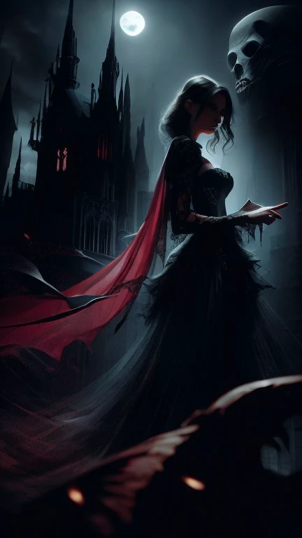 (Vampire:1), (Outer red cloak:1.2),
(The vampire girl residing in the ancient castle spends her time with an enchanting and seductive allure. Her red eyes accentuate her presence. One night, she bared her fangs and attacked at an inhuman speed, defying her human nature:1.3),
(glows ultra-detailed deep Ruby eyes:1.1), (gradient eyes:1.1), (finely detailed beautiful eyes:1.1), (symmetrical eyes:1.1),
(ancient castle:1.1), (Attack_pose:1.1),
(looking back:1.1), (A swarm of bats:1.2),
(masterpiece:1.3), (illustration:1.1), (best quality:1.1), (best aethetic:1), (beautiful art:1.2), (ultra-detailed:1.2), (8k), (HDR), (sharp focus), (intricate),
<lora:more_details:1>, <lora:LowRA:0.2>, <lora:Beautiful Detailed Eyes:0.55>,
<lora:DisintegrationEffect:1>, DisintegrationEffect,
<lora:GlowingEyes:0.5>