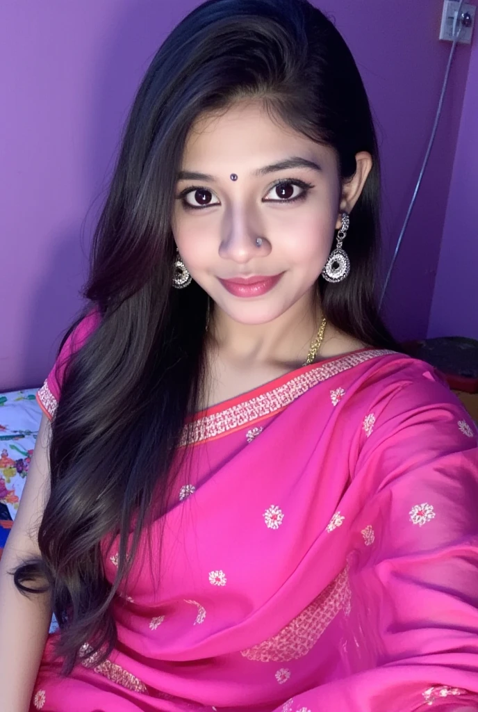 a beautiful young indian woman in red saree, 23 years old, with long wavy black hair, detailed perfect skin, beautiful almond eyes, delicate nose and lips, height 170 cm, weight 75kg, realist, (Best Quality,4k,8k,High resolution,masterpiece:1.2),ultra detailed,(realist,photorealist,photo-realist:1.37),HdR,HD,studio lighting,Ultrafine paint,sharp focus,physically based rendering,extreme detailed description,professional,vivid colors,bokeh,portrait
