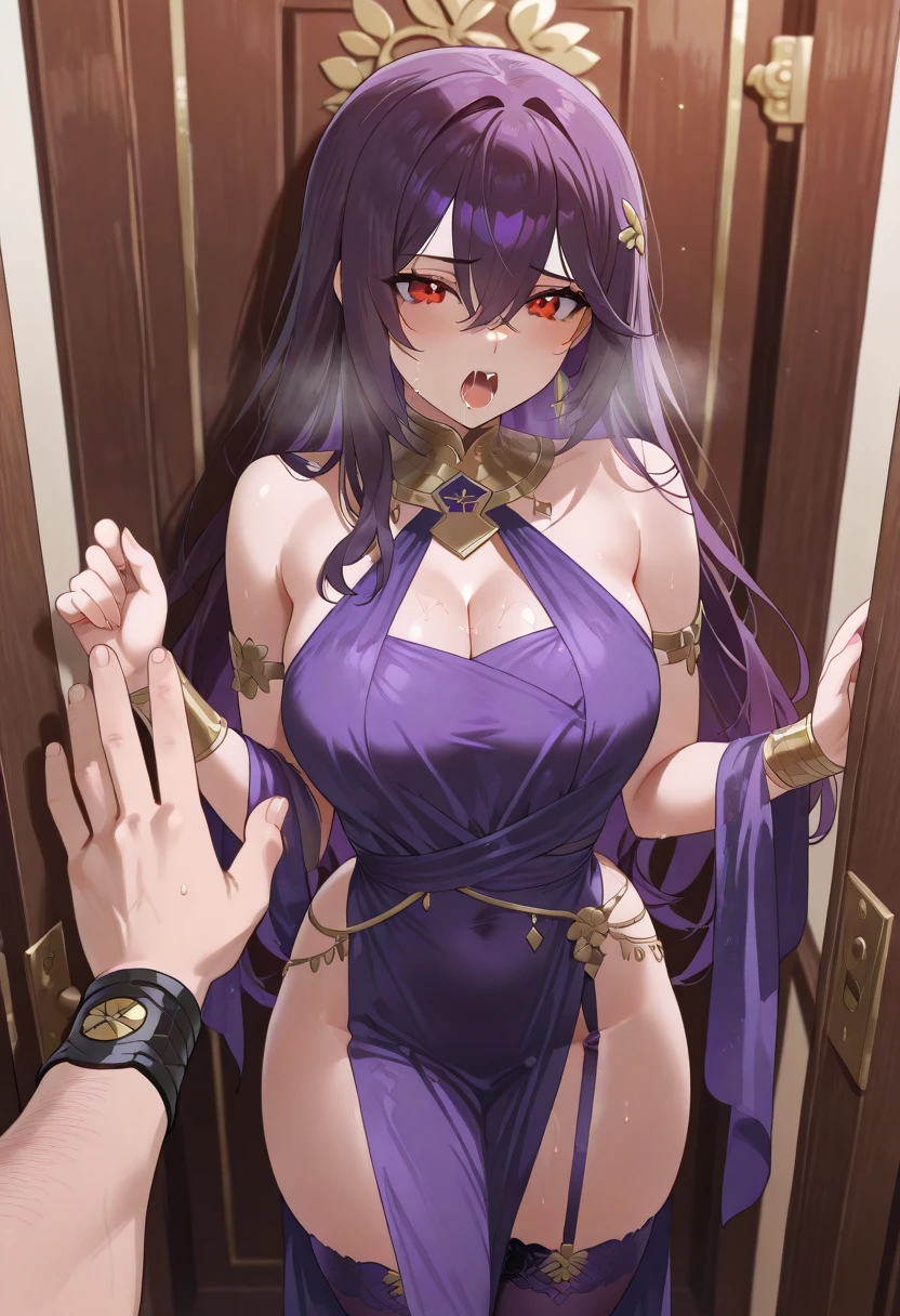 Royal life, tyrannical empress, Scarlett,

Glaring at Viewer, From below, Focus, 
Particles of light, throne,
​masterpiece, top-quality, Anatomically correct, SFW,
POV, imperial dress,