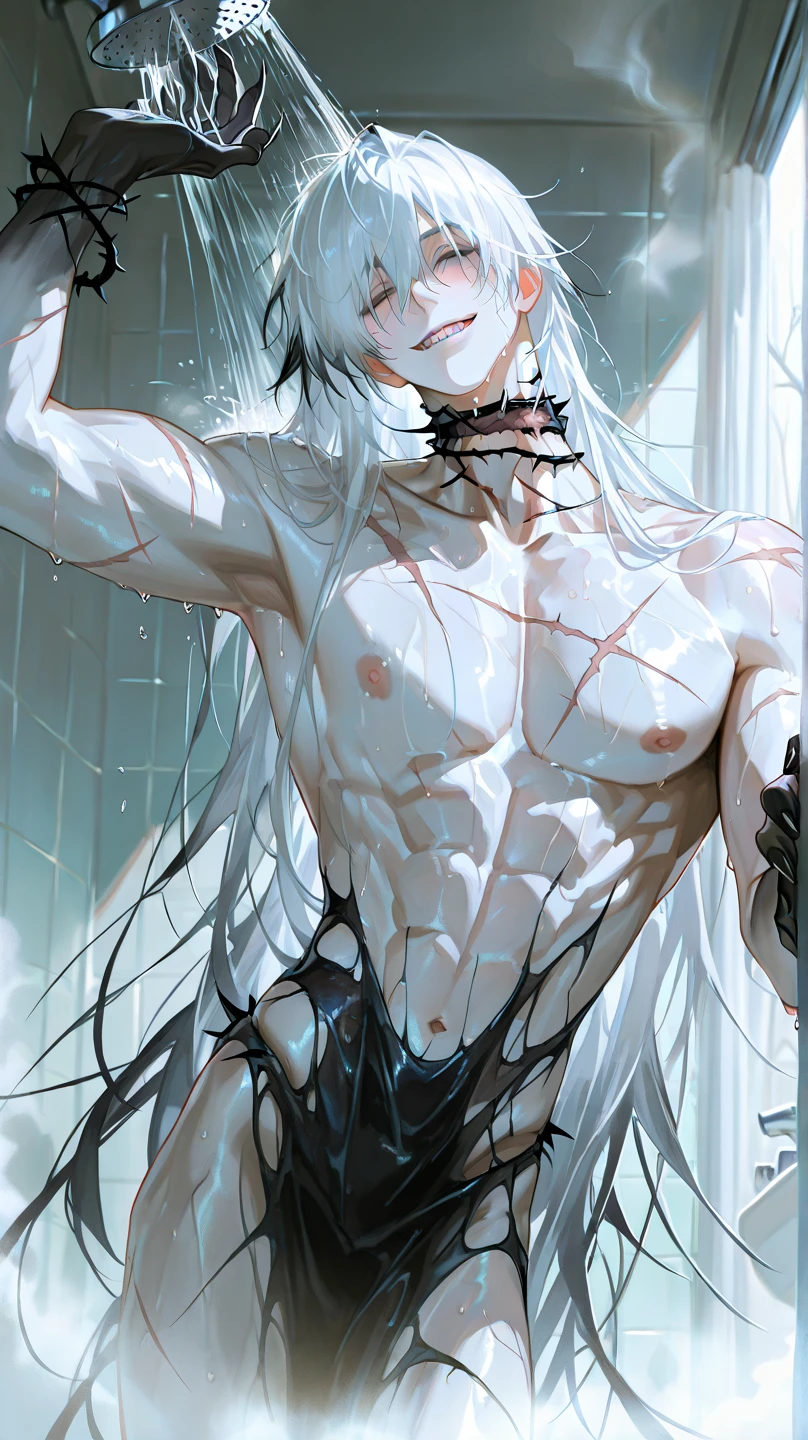 Horse ears　darkness　ruins　（Completely naked)　The penis is visible（Semen dripping from his crotch)　Expressionless　Lifeless face　Surrounded by countless pale ghosts　Being played with by ghosts（A ghost&#39;s hand is touching my crotch)