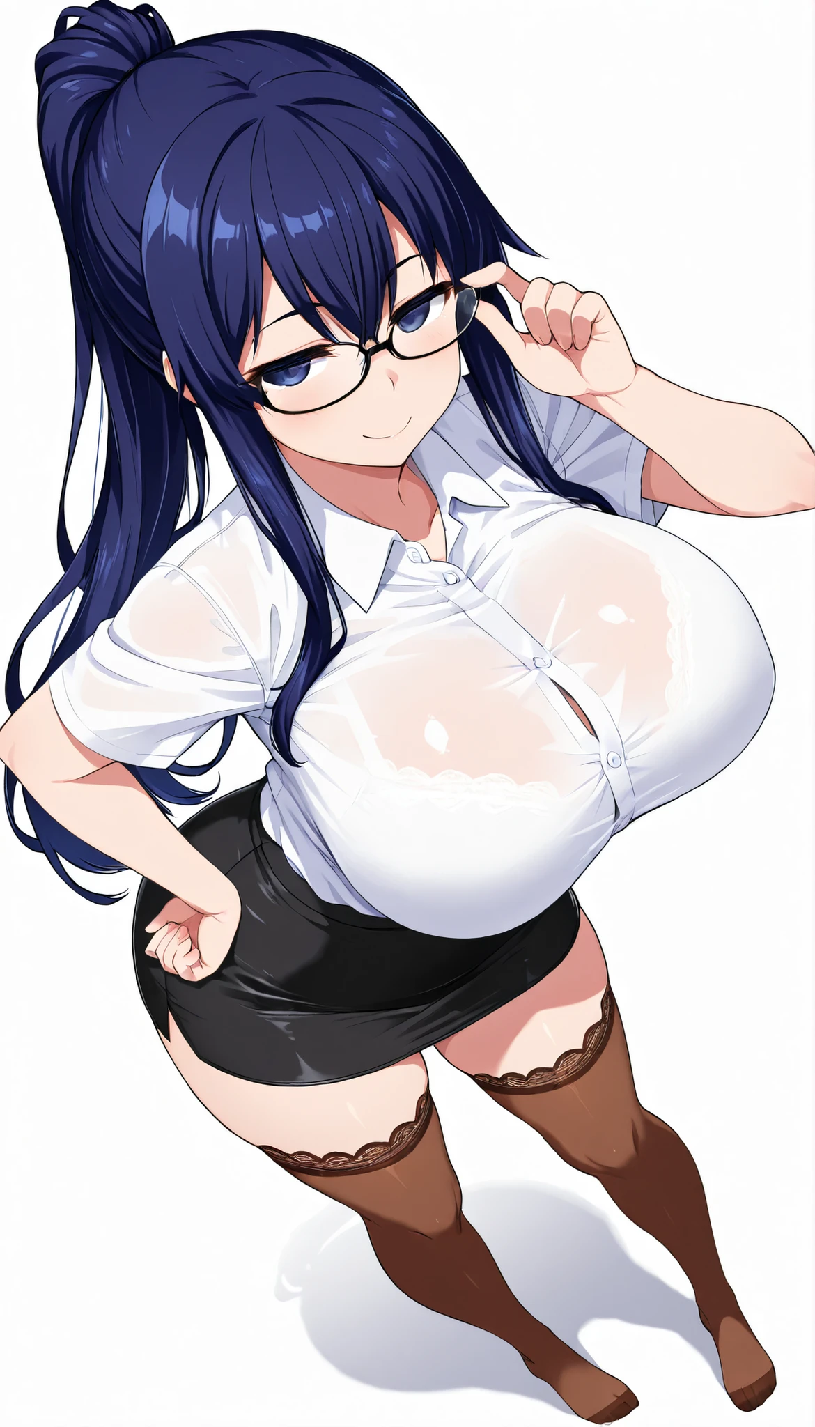 White background、((Hyotko))、a bed、hyper detailed illustration、masterpiece、top-quality、超A high resolution、high-level image quality、girl with、AHE Face、droolng、(pubick hair、perspiring、bodily fluids:1.6)、Colossal tits、Voluptuous body、Scruffy body、A dark-haired、eye glasses、Braids、sigh、Shiny skin、all-fours、penises、