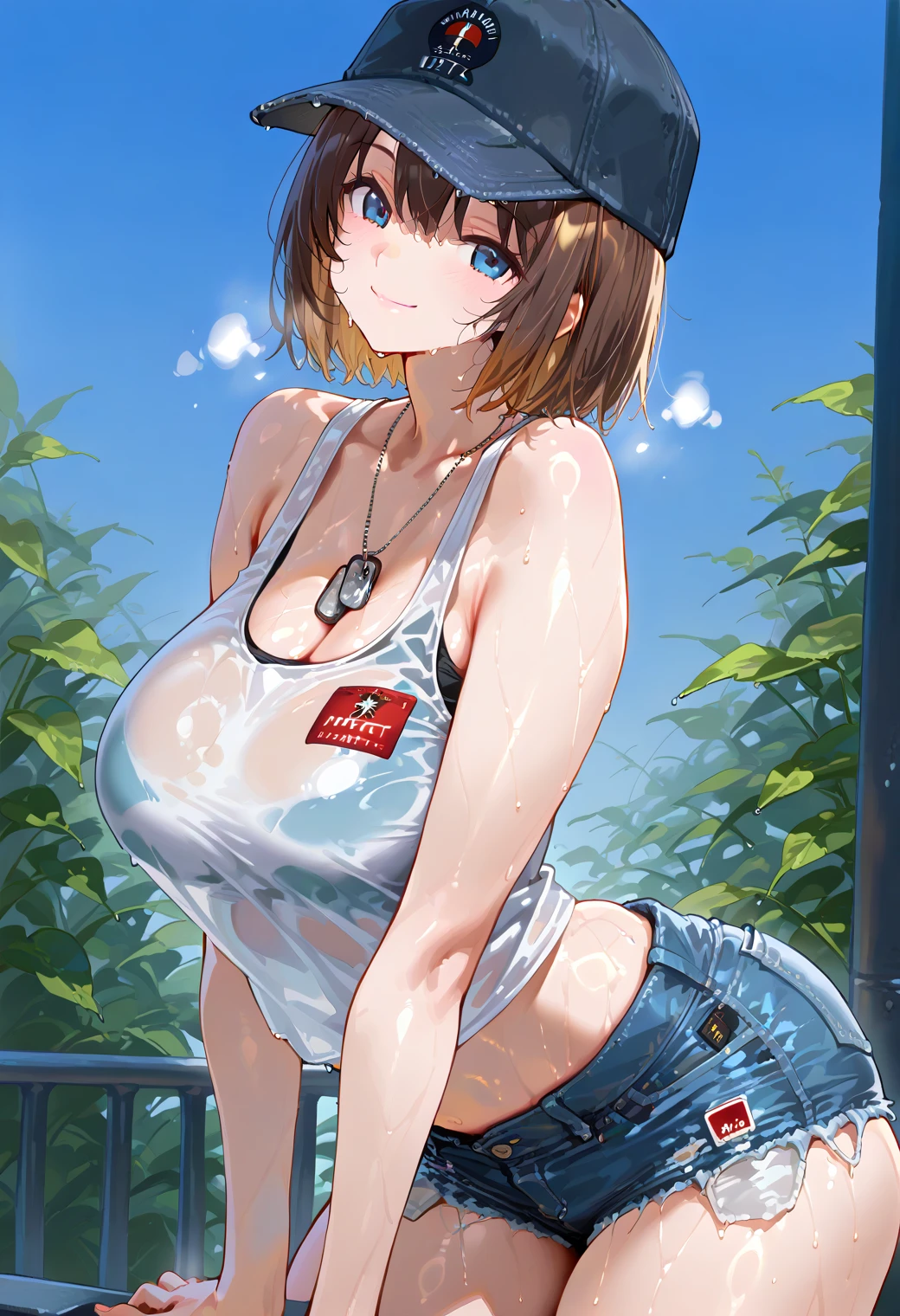 (from above:1.2),(from side:0.9), ((Face)), (Close-Up:0.4), ((looking at viewer, holding a cakes)),(magazine cover:1.4), highest quality、(real、photorealistic:1.4),(ultra high resolution, 8K RAW photo, clear focus), best qualtiy, natural lighting, field depth, (Bright pupils, detailed beautiful eyes, high detailed face), Red lip, (tight focus:1.2, from below), sexy posing, seductive weak smiling, Looking at Viewer, Cinematic lighting, Perfect, softlight, High resolution skin:1.2, Realistic skin texture, body tired from sports、22 years old mature woman、a small face、beautiful-makeup、Makeup light、Shortcut Hair、dark brown hair、Bust A Cup, Amazing Cleavage:1.2, thin waist, big ass, Raised sexy, big breast: 1.2 posed cleavage:1.2、off shoulders、Sportsbra、legginullnude、cute wall background .