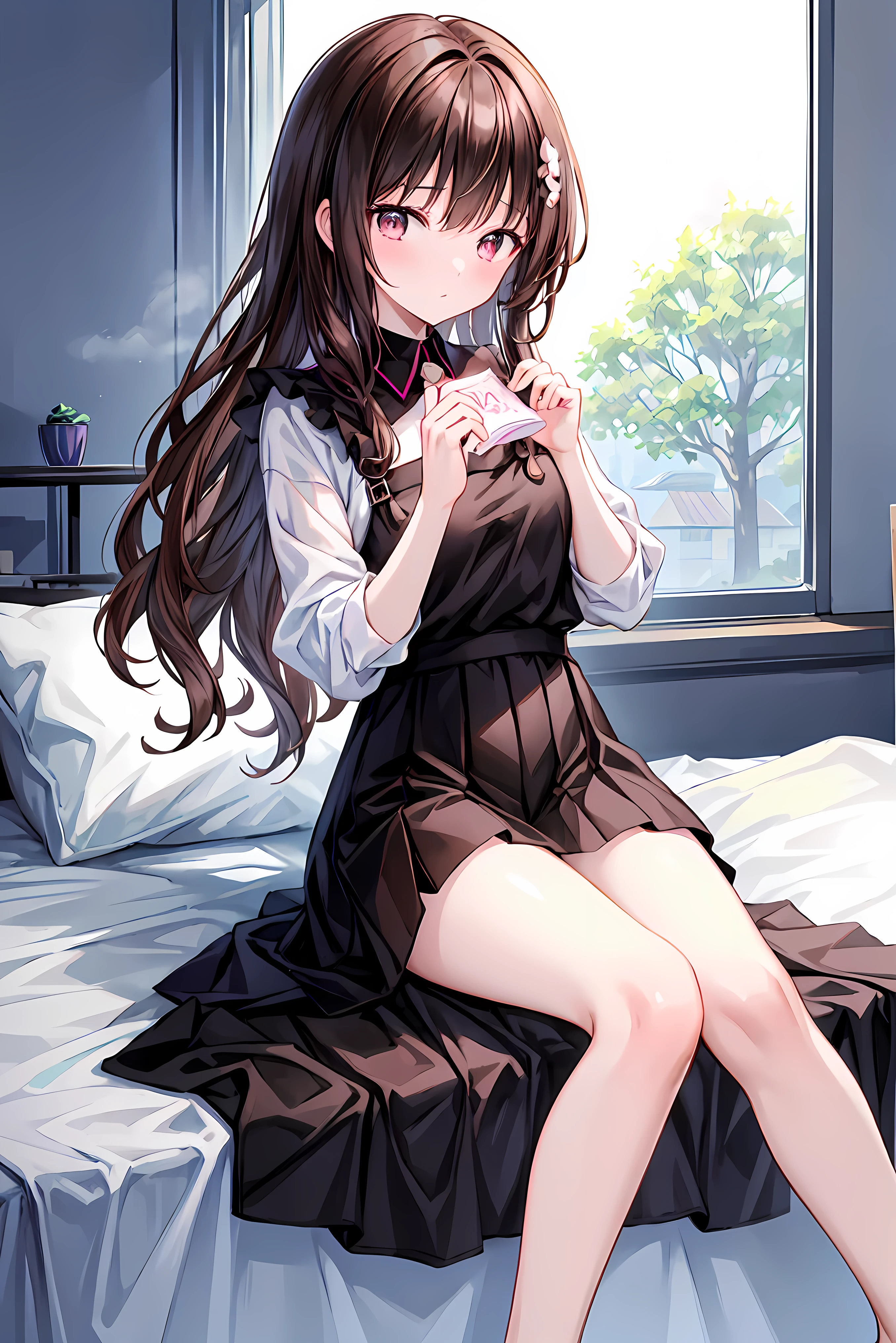 (child),Highest quality,Beautiful face in every detail,cute,Dark brown eyes,(背の低いcute女の子,Little young student,Young and delicate girl),(masterpiece,Highest quality),Black Hair,Sleepy look,Short sleeve white shirt,Plaid white skirt,Pitiful,Pitiful,Pitiful,Underwear visible,Anatomically correct