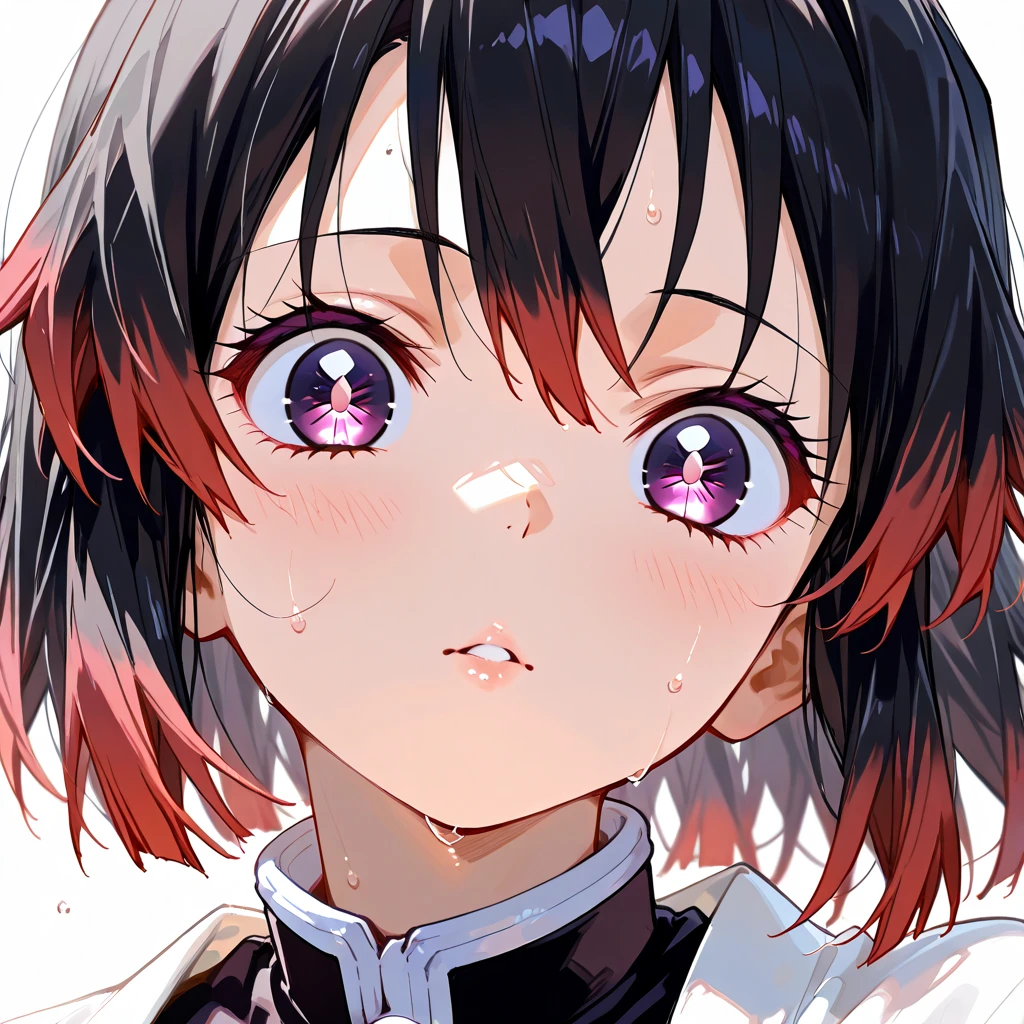 (((Ink Painting))), Fashion portrait color photos, (((1 girl))), (((Tattoo on face))), (((Small devil))), Japanese style headphones, face close-up, Japan人の美少女, Black Hair, Japan, Japanese flag