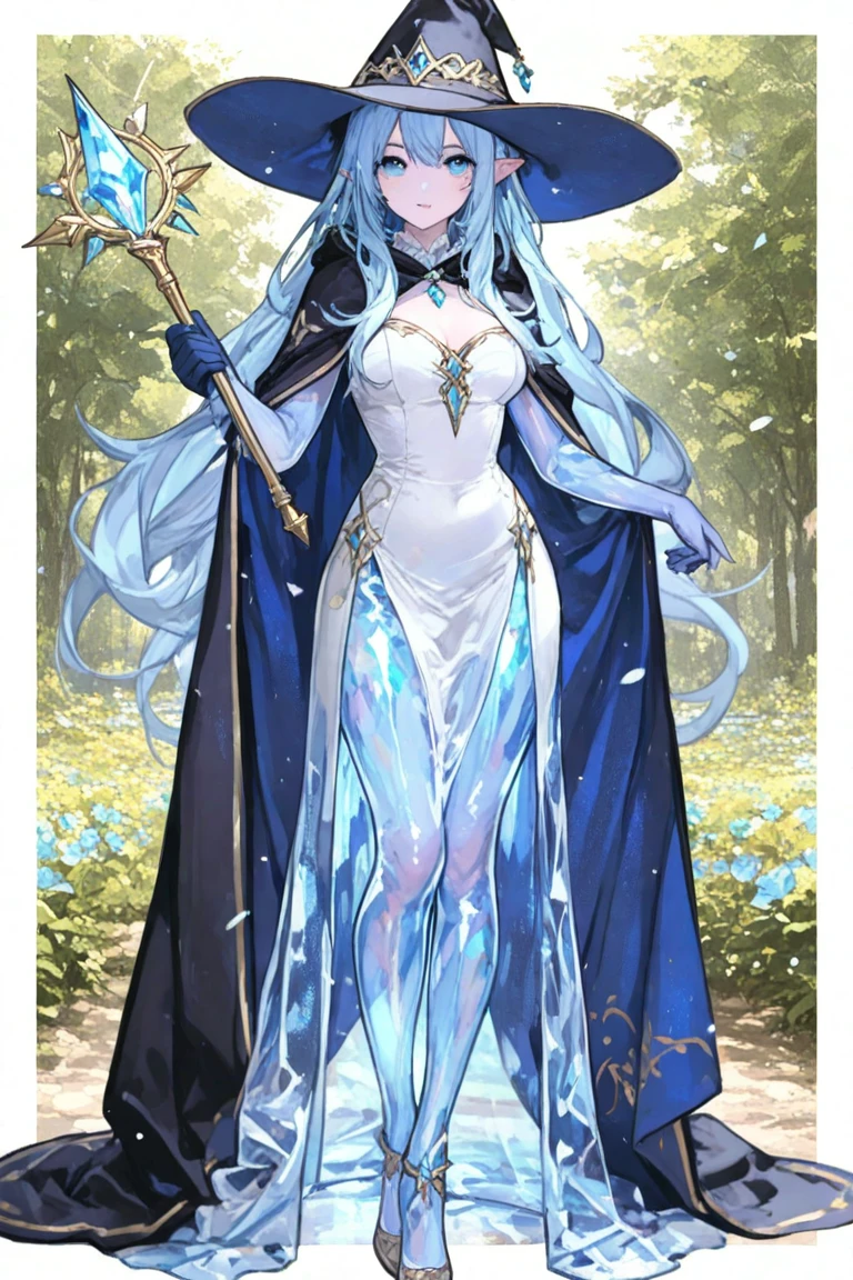 (masterpiece, best quality), (full body:1.6), standing (small fighting elven 1girl:1.6),(magical),(cute,adorable:1.3),blonde hair, green eyes, medium breast, beautiful, detailed, enchanted breastplate with precious gemstones, white thigh-high greaves, seductive pose, in a forest, magic flora, detailed face and eyes, volumetric light,(ultra quality skin:1.7),