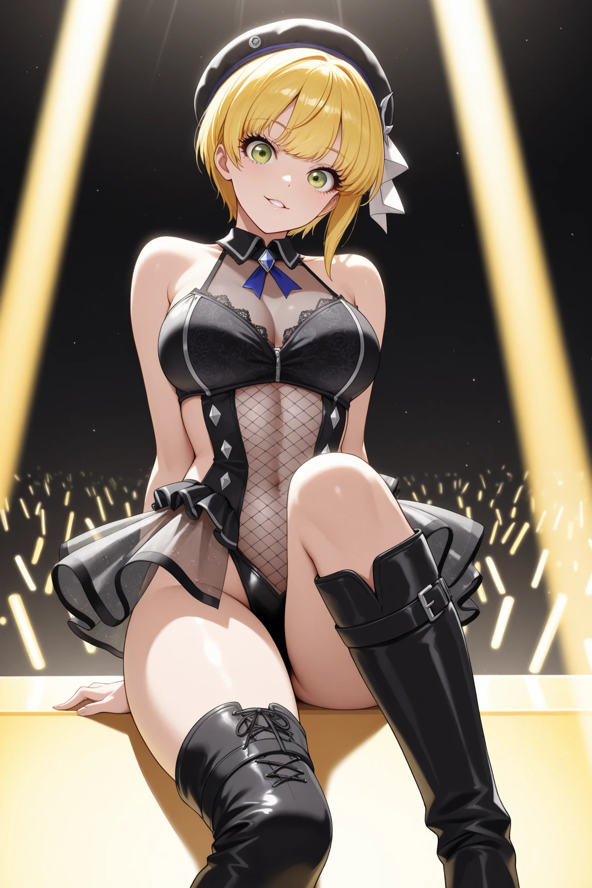 Top Quality, Ultra High Resolution, Single Girl, Short Hair, Blonde, Light Purple Eyes, Collar, Shackles, Shackles, All Fours