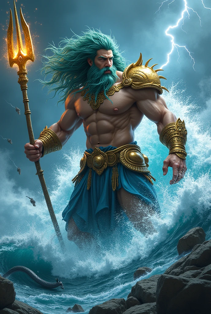 Poseidon exerting his power in the seas