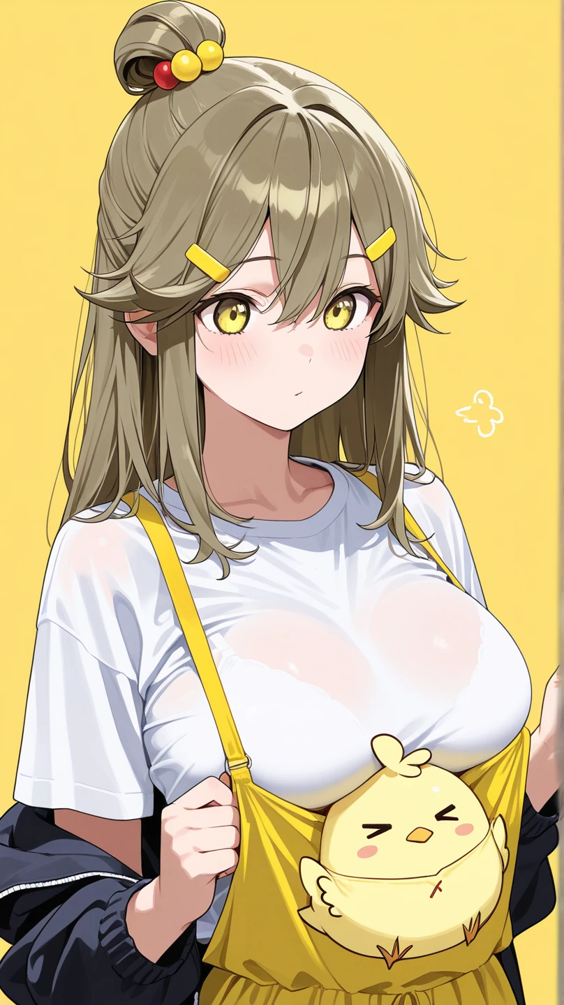 anime coloring, 1 girl, Upper body, kagamine rin, yellow hair, nsfw, nude, embarrassed, breast focus, from front, beautiful face, cute, white background,