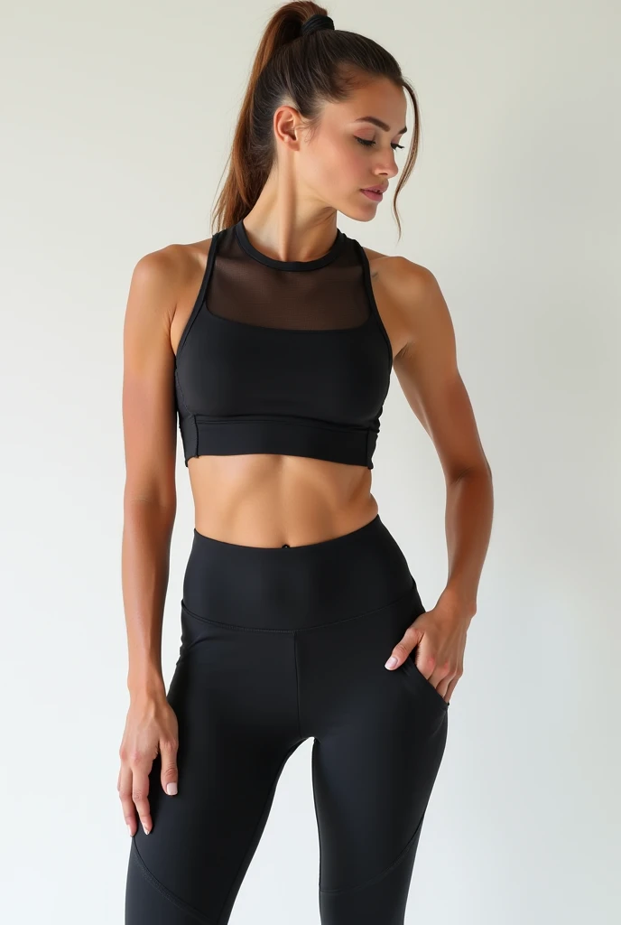 sfw, best quality, ultra high res, ultral detailed face and eyes, (photorealistic:1.4), 1girl, 18 years old girl, breasts showing ((gym background)), (practice yoga:1.4), sports uniform,from front,(black:white:green yoga pants as lululemon:1.2), (light grey:black hair:1.4), looking at viewer, smiling, cute, small ass,(long thin legs),small breasts exposed, nipples hard, narrow waist,