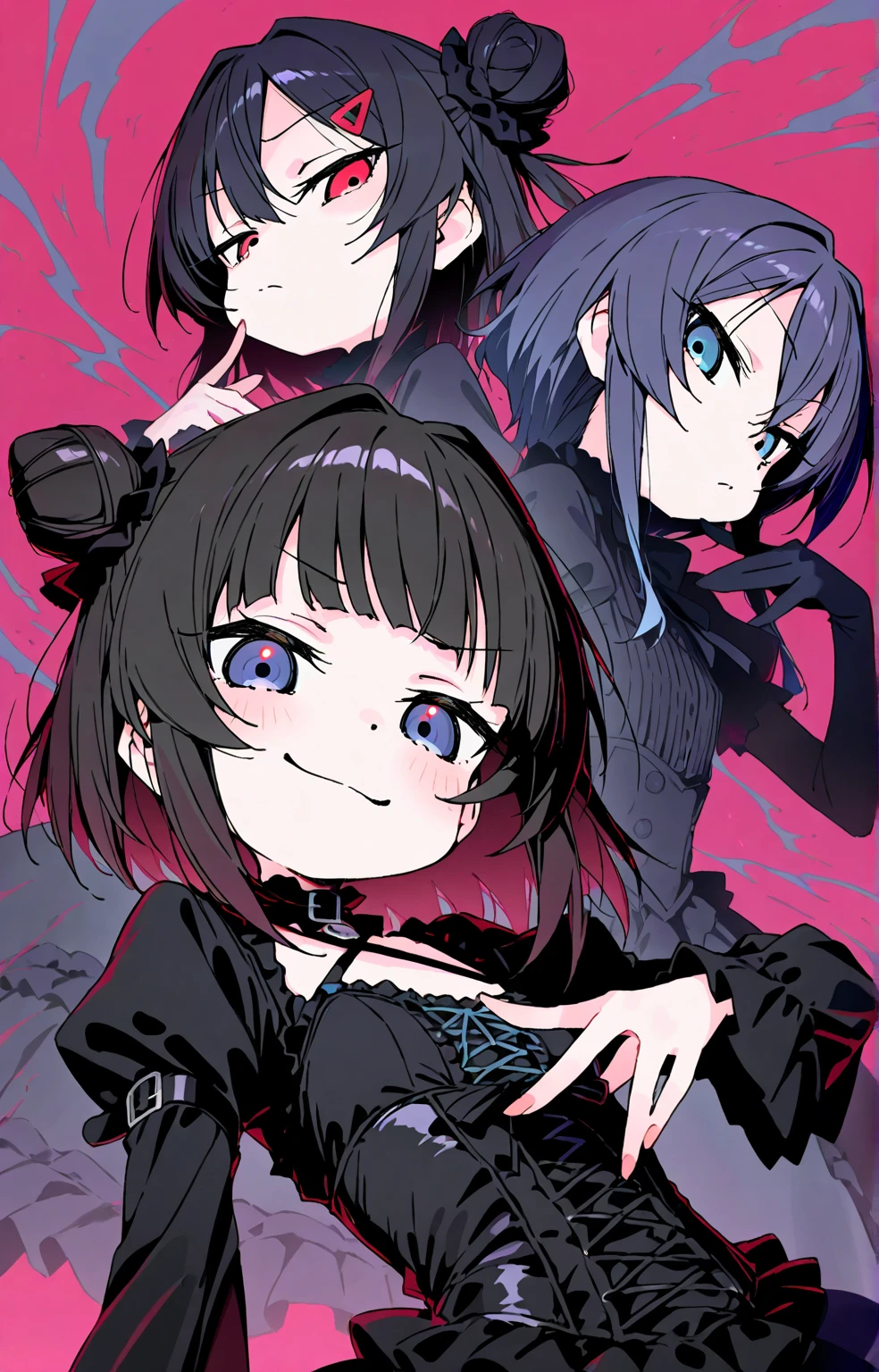 (best quality,4k,8k,highres,masterpiece:1.2),ultra-detailed,(realistic,photorealistic,photo-realistic:1.37),beautiful detailed eyes,beautiful detailed lips,extremely detailed eyes and face, long eyelashesDark Angel Olivia, Black purple halo, red wings, (see though Black bodysuit:1.5)bobcut, streaked hair, side swept bangs, quad tails,crazy, excited, full-face blush, (open mouth evil grin:1.5),, dynamic poses, Thrilling moments,Face in the Dark,Crazy face,glowing red eyes,Tongue,(Pure black background,Glowing eyes in the dark,dark tones:1.8)