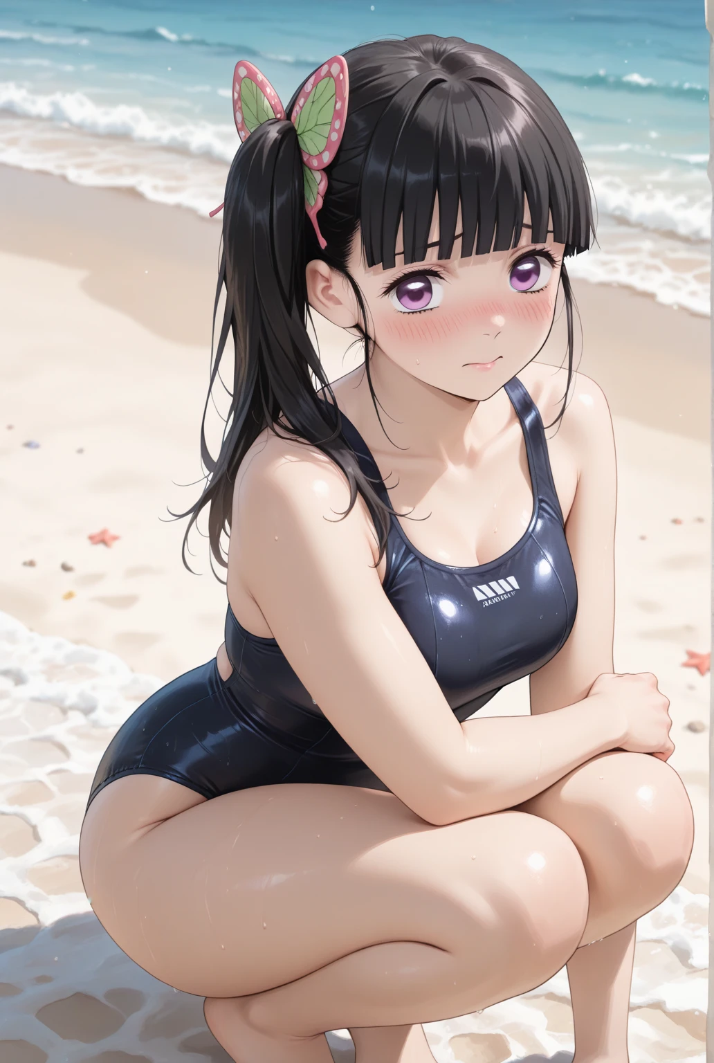 with high resolution、
One beautiful cat-eared young woman、cat ear, pompom in cat ears(Soft Saturation:1.3)、(fair-skinned:1.2)、
(ultra-detailed background、detailed backgorund)、Bokeh、
break,Portrait of smiling girl。When viewed from the front、The composition is symmetrical。
Look straight at you with serious eyes、break
Purple swimsuit、purple bikini、middle breast、
out door、sea level、sky、Sunshine、Summer beaches、beach、
Strong light、Front light、
(teenager:1.3)、(Cowboy Shot:1.2)、break
Angle from the front、
Look at the viewer、
dinamic pose、
Sitting on the beach
seaweed、seaweed、seaweed、seaweed、seaweed、seaweed、seaweed、