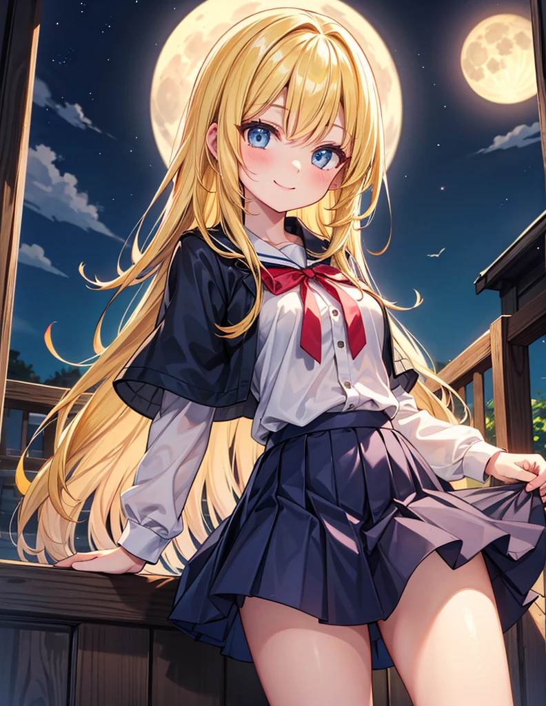 Highest quality, masterpiece, Ultra-high resolution, One girl,
blondes、Smooth Hair、Two-tone hair、Bobcut、Red Eyes、Sparkling Eyes、Detailed eyes、Slanted Eyes、Tanned, wheat-colored skin、Brown Skin、Traditional deep green sailor suit、White socks、loafers、whole body、Low - Angle、Fanning angles、Fantastic scene、Standing with your legs apart、Arms crossed、Confident expression、The full moon appears to be the same size as the large white body、god々Cool atmosphere、A ruined world、White Moon