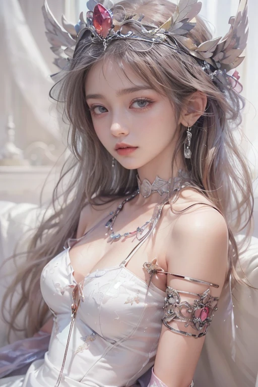 1girl, solo, waist up, from above, (zentangle, mandala, tangle, entangle), (flower blossom:1.2) official art, unity 8k wallpaper, ultra detailed, aesthetic, masterpiece, best quality, photorealistic, white hair