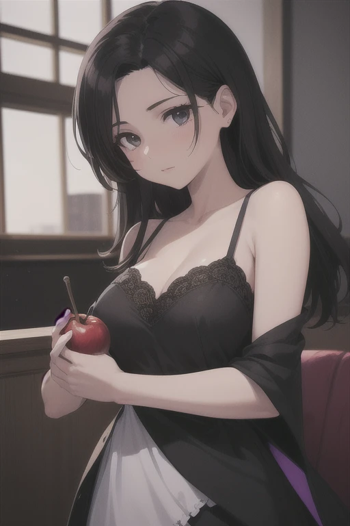 Hot sexy beautiful milf mom eating apple seductively,big long silver chandelier earrings,black hair,blush,black eyes, necklace ,wavy blunt hair, lipstick,big
breasts , jacket,bra,thongh pants