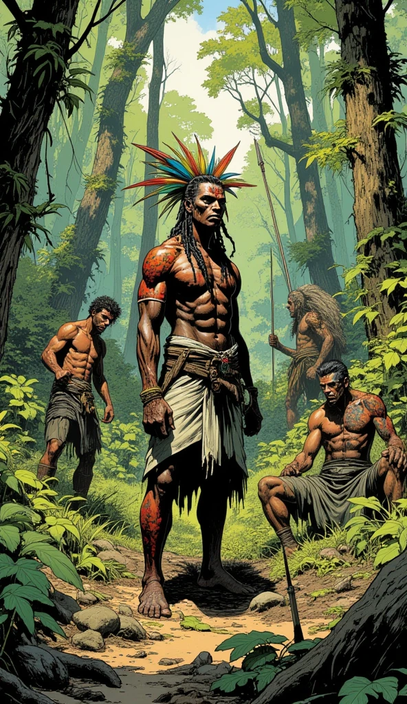 rudeus, toguro ,--1 Garota Elfa com roupas indigenas::1, no amazonas::1,dando tapa no homem musculoso::3, anime::1, || --1 homem musculoso levando tapa da garota elfa::4, amazonas::1,levando tapa::3,anime::1,