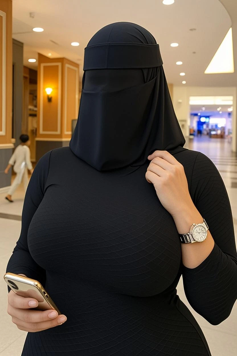 8K, high quality, nice lighting, soft lighting, realistic, dark eyes, sexy, big breasts, thighs, wide hips, muscular, malaysia, black dress, long sleeves, Jewelry, sexy lady, asian, hijab, niqab, sexy pose, in office, showing big thighs, nice body, natural largest breast, wearing wedding rings, hand sock, office girl