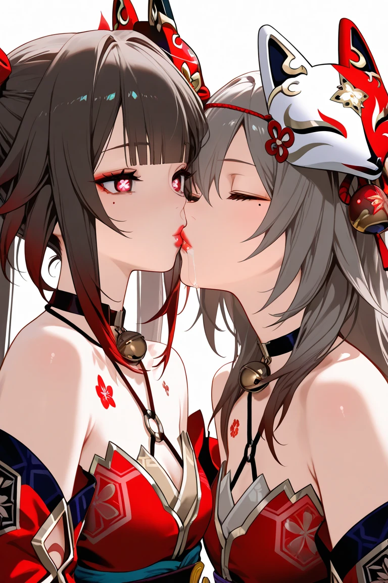 Bright colors,2 girls,lesbian,french kiss,wet kiss,wet,watery,face to face,Side Body,kiss,tongue kissing,Lovers,touch each other,Dragon horn on witch hat,The shirt is transparent,Expose the bra,Skeleton bra,Sexy bra,Pantyhose wrapped around the hips,Open at the underwear,clear clothing,Fully transparent,tits,camel toe,body curve,stooped,nsfw,nake,mistic,Tights made of stockings,Jumpsuits,odd eyes,sexy,on cheongsam,Gauze skirt,Matching hairstyle,Matching poses,sexyposture,Occlusion,Dress conservatively,Conservative clothing,Not exposed,abstact