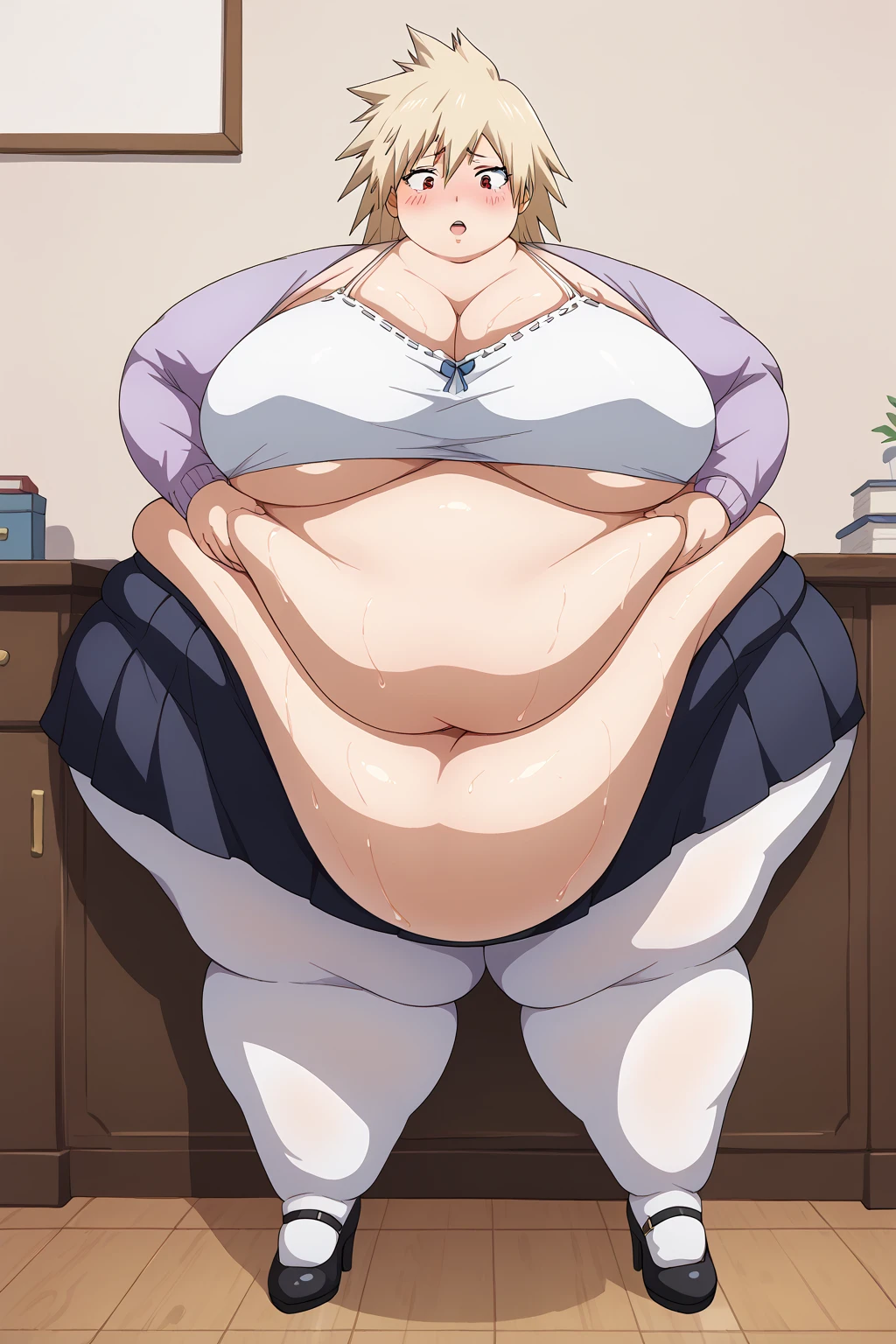 Both hands on belly, holding belly, rubbing belly with both hands, bloated belly, thin, fit, (Both Hands on belly:1.0)(Legs flat on bed:1.0), back on bed, Upper angle, laying on bed, ceiling pov, (Massive bloated, belly:1.5), (Full body:1.5)(Big breasts:1.3), out of breath, worried, parted lips, open mouth, , cute Sfw Lisa, witch outfit, witch hat, default clothing , looking at viewer Round face, double chin, fat chin, fat cheeks, fat neck, round face, SSBBW, flabby arms, round face, double chin, fat double chin, big double chin, fat neck, chubby cheeks, fat thighs, fat calves, morbidly obese, flabby , giant , large belly, obese, fat face, belly, double chin, obesity, flabby breasts, fat arms and legs, fat everything,