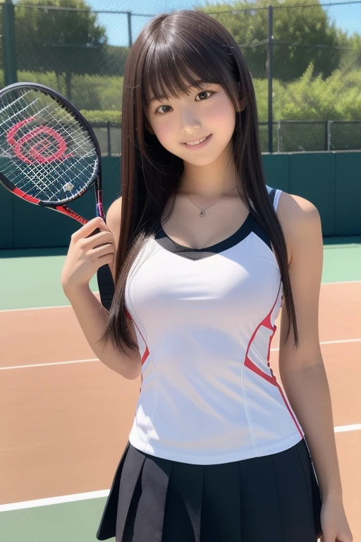 (Ultra-detailed, best quality, masterpiece: 1.1)
(Photo-realistic, realistic: 1.37)
18-year-old, solo, joyful girl playing tennis, bursting with delight, displaying her bright, smiling face with sparkling, pearly white teeth, her arms raised triumphantly, emphasizing her toned, athletic figure, particularly her narrow waist and extended legs, NSFW-compliant (Nudity)
Tennis court as the intricate and detailed background, with a tennis racket firmly grasped in her hands, pearls of sweat cascading down her face, her long, wavy hair cas
