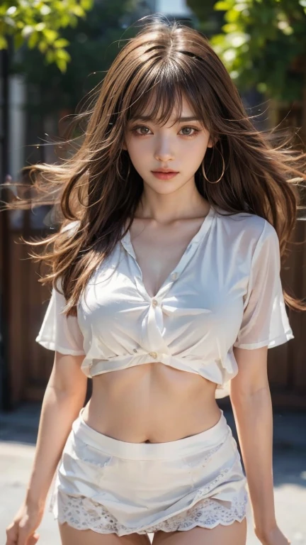(Best quality, 4k, Masterpiece :1.4), pretty woman, 1girl, sexy :1.1, bangs dark brown hair: 1.1, ultra-detailed face, detailed lips, detailed eyes, double eyelid, in the dark, deep shadow, low key, cold light, (Best quality, 4k, Masterpiece :1.4), pretty woman, sexy :1.1, dark brown hair: 1.1, ultra-detailed face, detailed lips, detailed eyes, double eyelid, ((white tops:1.4)),