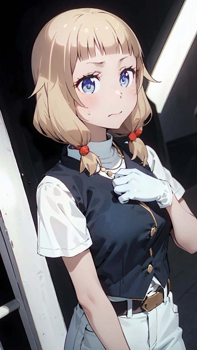 blond, Long hair, Ponytail, (blue eyes:1.5), (Medium Breast:1.2),
rest miniskirt, skirt, White shirt， Seto Fuku,Low-cut，cleveage，
rest looking at viewer,
rest indoors, bathhouse,
rest (masterpiece:1.2), best quality, high resolution, Unity 8K wallpaper, (illustration:0.8), (Beautiful and delicate eyes:1.6), Extremely detailed face, Perfect lighting, Extremely detailed CG, (Perfect hands, Perfect anatomical structure),