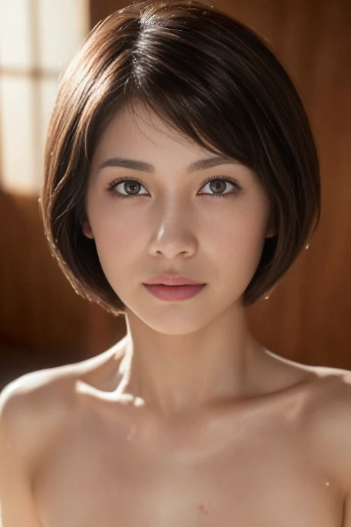 (At 8K、raw、Raw photography:1.2)、(Photorealsitic:1.6)、(masterpiece:1.3)、(top-quality:1.4)、hight resolution、nffsw、8K resolution、Check Explanation、(intricate-detail:1.6)、(Volumetric Lights)、 1Man Woman、(Straight short hair)、(Beautiful and beautiful woman)、(top-quality、8k、32k、masterpiece、UHD:1.2)、A cute Japanese woman、Medium hair、maikurobikini、a smile、beauitful face、(Close-up aside:1.4)、pov、((Fold your hands behind your head:1.5))、(large full breasts:0.9)、outside of house、I can see the side、