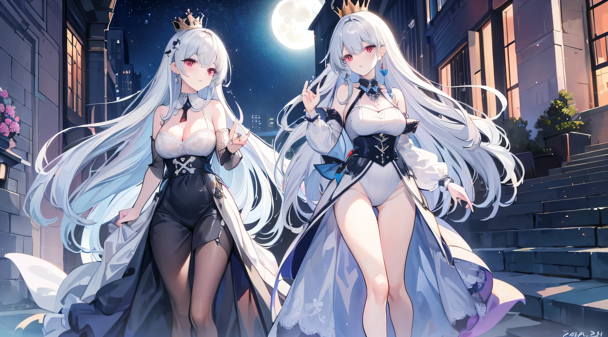 Masterpiece, Best Quality,a (((1girl))), Breast, morgan le fay (fate), blue eyes, Long Hair, pony tail,Very long hair, big boob, black bow, looking at viewer, gown, Hair Bow, thights, thights, black dress, Bangs, side locks, French braid, grey hair,huge tit,Clear female genitalia,Sheer wedding dresses,Black lace stockings,squatt,spread their legs