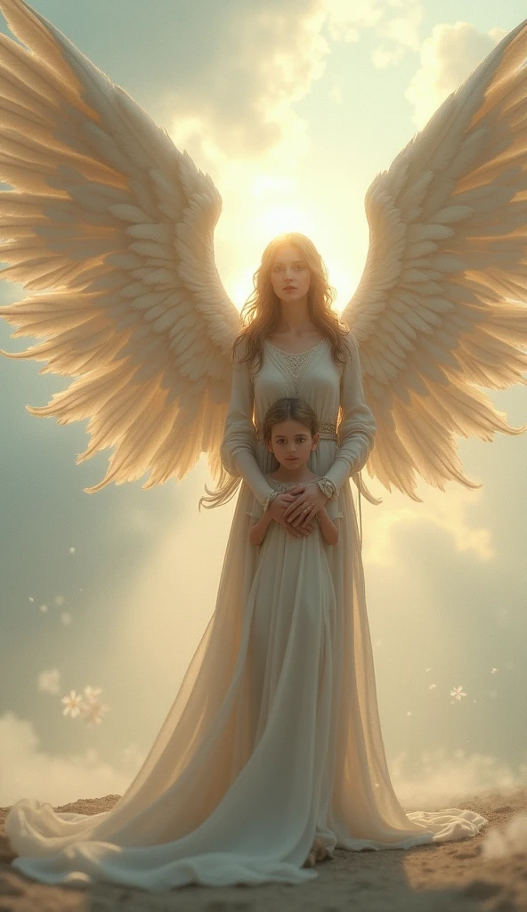 Angel、、child、front、Background is God々Shii