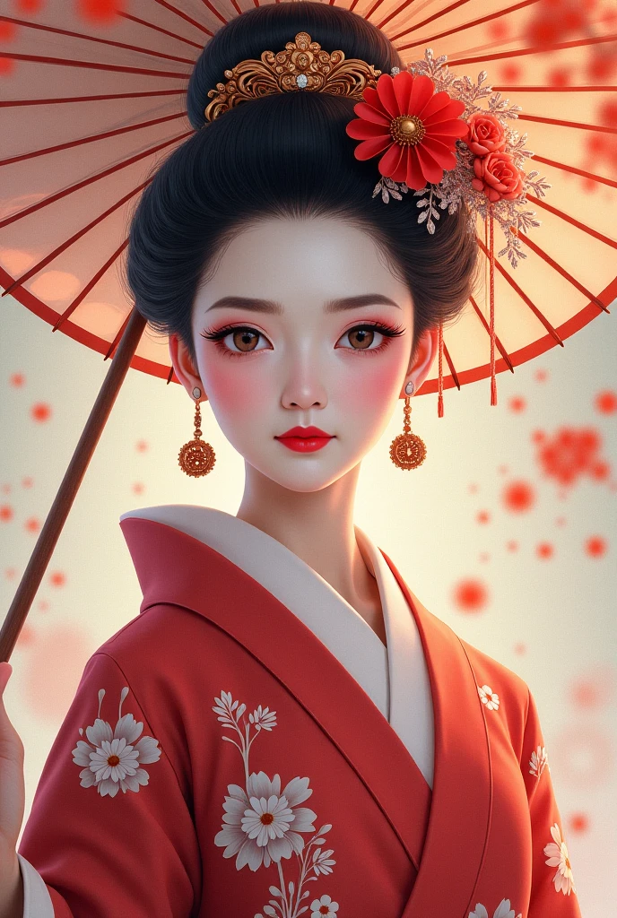 Hand held fan、Araf Woman Wearing a Wreath, Beautiful digital illustration, Fine art illustration, Stunning digital illustrations, Beautiful Digital Artwork, Inspired by Yoon Doo-ri, Digital illustration style, chinese empress, geisha portraits, beautiful fantasy empress, Beautiful digital illustration, Portrait of a beautiful geisha, geisha portraits