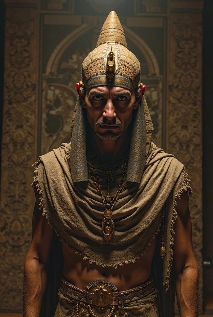 Angry portraits, God of Egypt, complex clothing, screen space {x} epic realism, Kit, Aesthetic, cinematic ligh, insanely details, Super Detail, dull colors, Soft colors , Film graininess, flagstone, usufruct, Spooky like, vignet , Inside the tomb, Photo of the suspect , The Art of Rutkovsky,