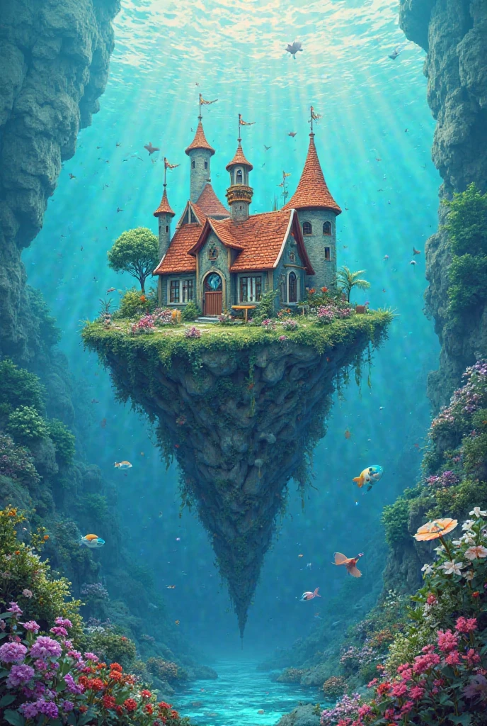 colours (fanciful: 1.2), (In Studio Ghibli style), (Irregular architecture floating on the sea), Patchwork cottage, floral decorations, optic, Andreas Rocha style conceptual art, Artstation Contest Winning Entries , fanciful art, (an underwater city), Chen Luo, optic Beam, Realistic opticing, masterpiece, high high quality, beautiful graphics , High detail , masterpiece, high high quality, beautiful graphics , High detail , --v6