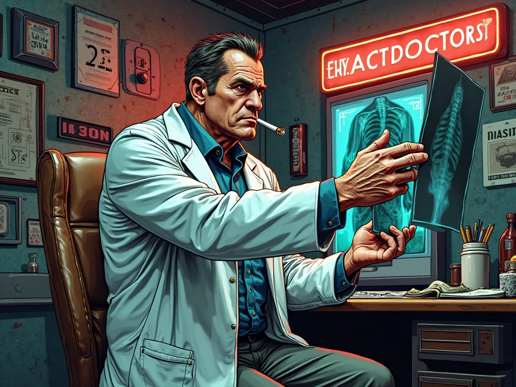 (((American comic book style drawing))), Old man with robotic parts, smoking cigar, sitting behind a desk, 2 robots make his security, 1 blonde woman with big ass, sitting on top of the desk, in a cyberpunk scenario, chiaroscuro, wide shot, Comics Americans, UHD, masterpiece, accurate, anatomically correct, textured skin, super detail, high details, high quality, award winning, best quality, highres, (((American comic book style drawing)))