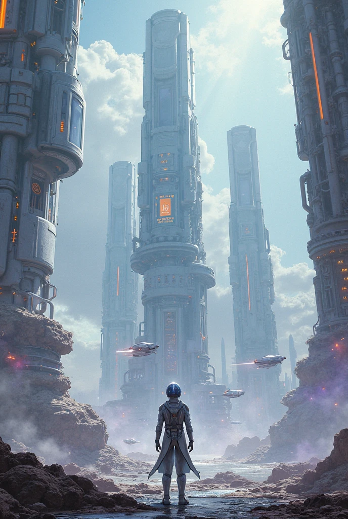 there is a painting of a futuristic city with a giant robot head, jodorowsky's dune, insanely detailed matte painting, peter gric and dan mumford, intricate matte painting, jodorowsky's dune movie, style of john harris, jean giraud 8 k, hyperdetailed matte painting, intricate environments, stunning sci-fi concept art, cgsociety )